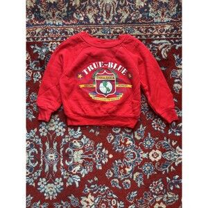 VINTAGE Red Sweatshirt Park Bench Kids Puffy Paint True Blue Size 3T 90s